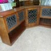 Antique Hand Made Oak Corner Unit With 3 Cupboards, Shelving & Leaded Glass Doors
