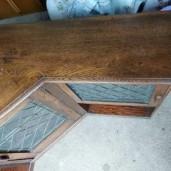 Antique Hand Made Oak Corner Unit With 3 Cupboards, Shelving & Leaded Glass Doors -Storage Furniture Sales 2024 antique hand made oak corner unit with 3 cupboards shelving leaded glass doors sku80520041 0 5