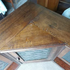 Antique Hand Made Oak Corner Unit With 3 Cupboards, Shelving & Leaded Glass Doors -Storage Furniture Sales 2024 antique hand made oak corner unit with 3 cupboards shelving leaded glass doors sku80520041 0 6