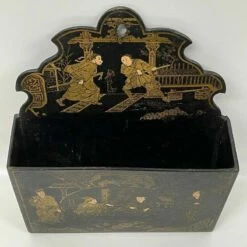 Antique Lacquered Papier Mâché Black Chinoiserie Decoration Letter / Wall Rack -Storage Furniture Sales 2024 antique lacquered papier mache black chinoiserie decoration letter wall rack sku63016194 0 6
