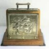 Unknown Antique Letter Rack Art Deco Belgian 20's Wooden Brass Copper Desk Top Organiser