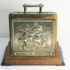 Unknown Antique Letter Rack Art Deco Belgian 20's Wooden Brass Copper Desk Top Organiser