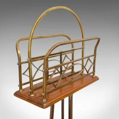 Antique Newspaper Stand, French, Walnut, Brass, Magazine, Music Rack, Victorian -Storage Furniture Sales 2024 antique newspaper stand french walnut brass magazine music rack victorian 0 8