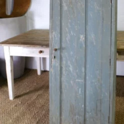 Unknown Antique Pine Chippy Paint Gun Pantry Cupboard, C 1870