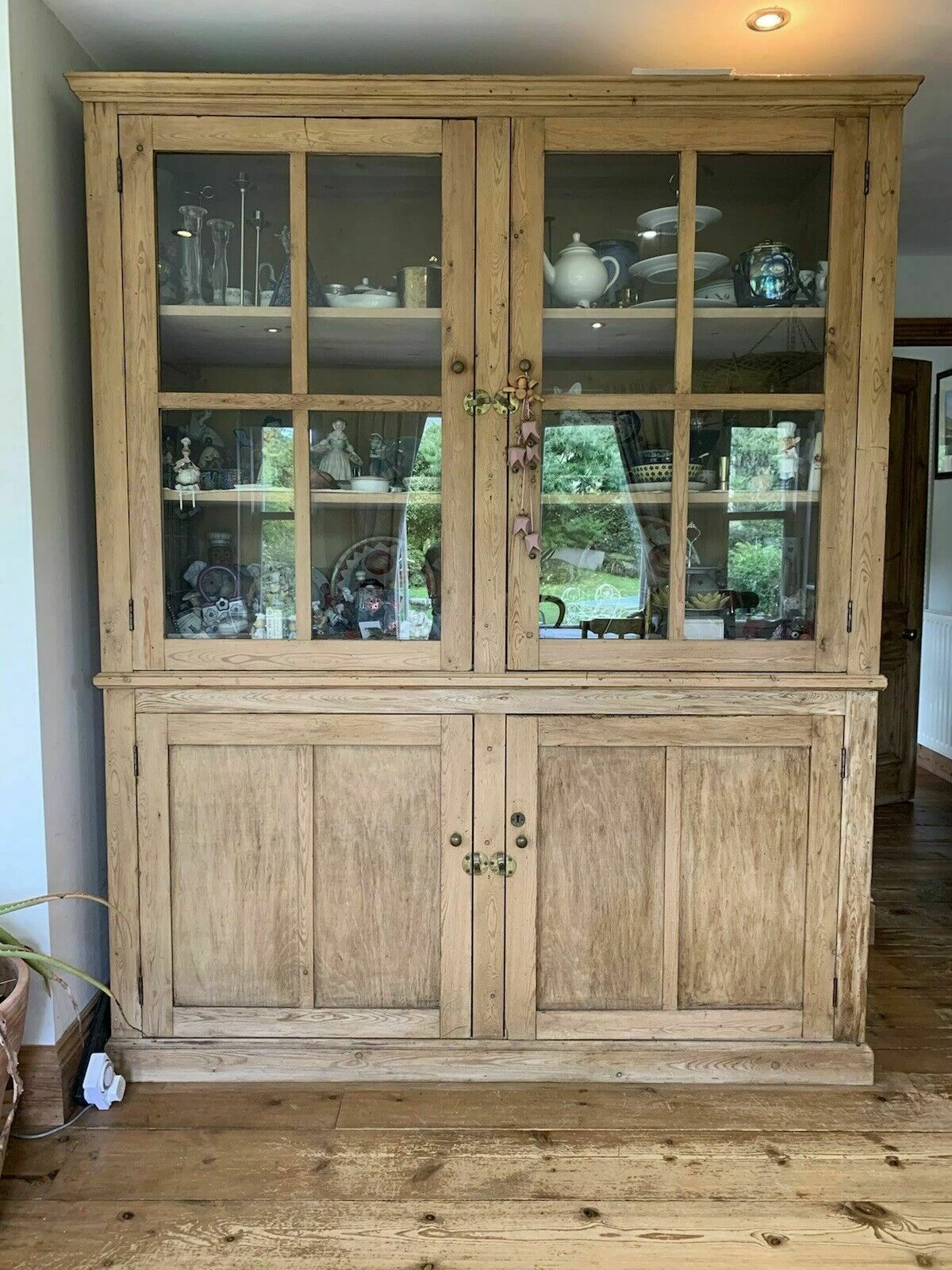 Antique Pine Part Glazed Dresser Housekeepers Cupboard 1 Antique Pine Part Glazed Dresser Housekeepers Cupboard