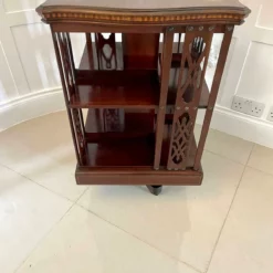 Unknown Antique Quality Marquetry Inlaid Mahogany Free Standing Revolving Bookcase -Storage Furniture Sales 2024 antique quality marquetry inlaid mahogany free standing revolving bookcase sku76063182 0 10