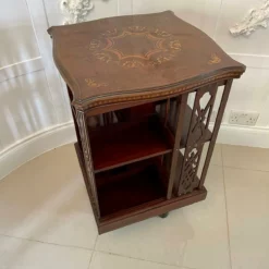 Unknown Antique Quality Marquetry Inlaid Mahogany Free Standing Revolving Bookcase -Storage Furniture Sales 2024 antique quality marquetry inlaid mahogany free standing revolving bookcase sku76063182 0 5