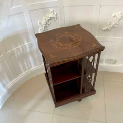 Unknown Antique Quality Marquetry Inlaid Mahogany Free Standing Revolving Bookcase -Storage Furniture Sales 2024 antique quality marquetry inlaid mahogany free standing revolving bookcase sku76063182 0 8