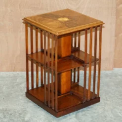 Unknown Antique Sheraton Revival Mahogany & Satinwood Revolving Bookcase Side End Table 12 Unknown Antique Sheraton Revival Mahogany & Satinwood Revolving Bookcase Side End Table -Storage Furniture Sales 2024 antique sheraton revival mahogany satinwood revolving bookcase side end table 0 1