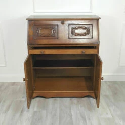 Unknown Antique Style Oak Carved Writing Bureau / Desk With Drawers F235 -Storage Furniture Sales 2024 antique style oak carved writing bureau desk with drawers f235 sku30437066 0 2