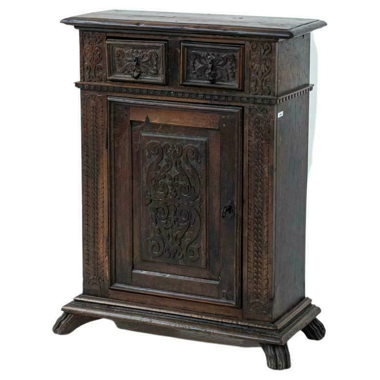 Unknown Antique Tuscan Walnut Cabinet With Inlays 1 Unknown Antique Tuscan Walnut Cabinet With Inlays