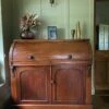 Antique Victorian Cylinder Roll Top Mahogany Bureau Desk Cupboard