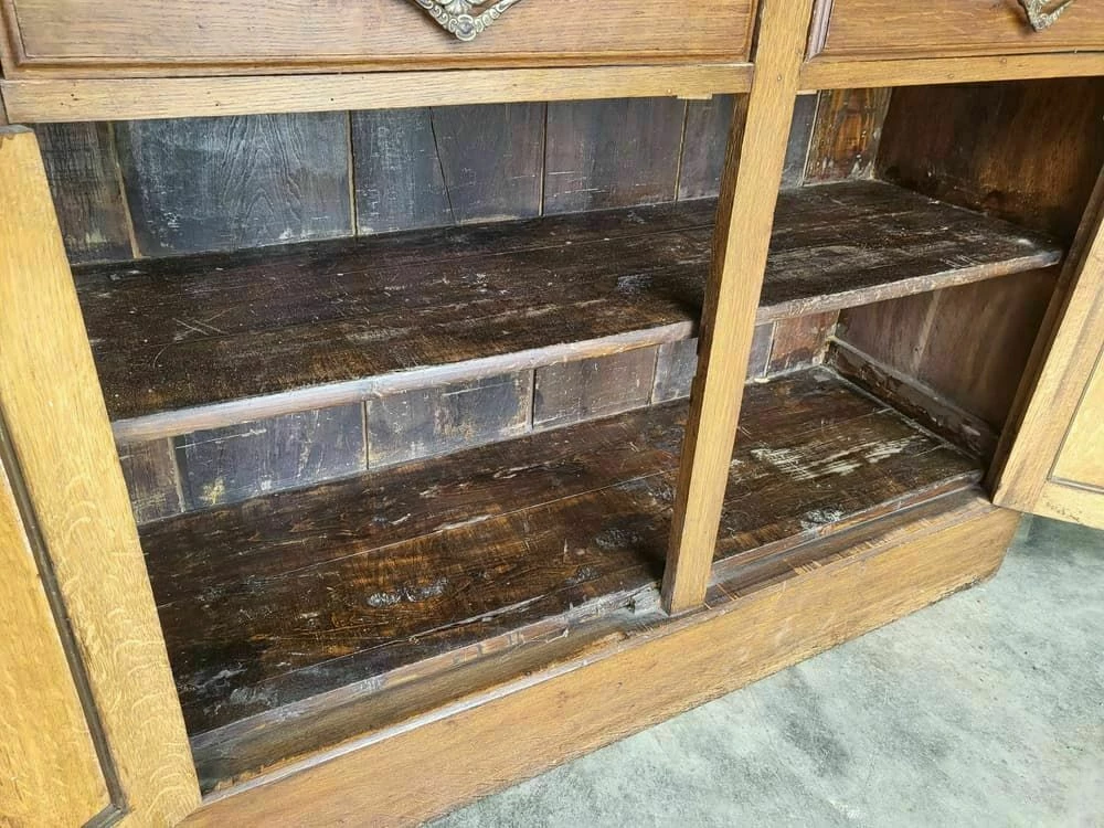 Antique Victorian Oak Bookcase Cabinet Dresser Cupboard With Shelves And Drawers 5 Antique Victorian Oak Bookcase Cabinet Dresser Cupboard With Shelves And Drawers - Image 5