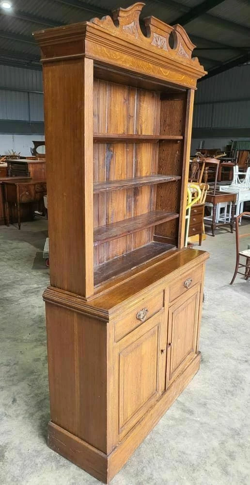 Antique Victorian Oak Bookcase Cabinet Dresser Cupboard With Shelves And Drawers 8 Antique Victorian Oak Bookcase Cabinet Dresser Cupboard With Shelves And Drawers - Image 8