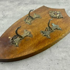 Unknown Antique Wall Hanging Gilt Brass Coat Hooks Oak Shield Hallway Decor 19thc -Storage Furniture Sales 2024 antique wall hanging gilt brass coat hooks oak shield hallway decor 19thc sku87995089 0 2 scaled