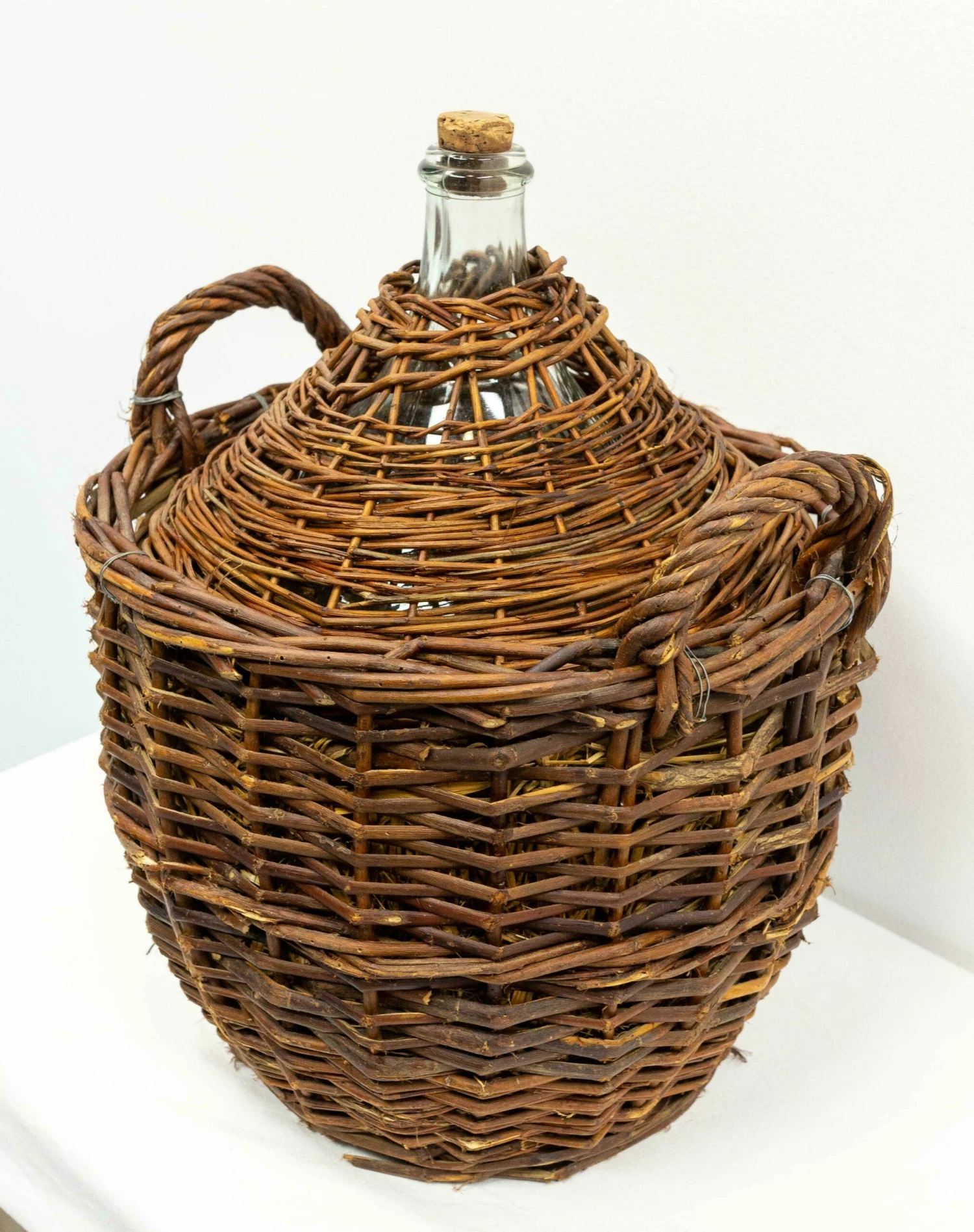 Unknown Antique Whiteglass Bottle Demijohns Or Carboy In Authentic Wicker Basket, France 3 Unknown Antique Whiteglass Bottle Demijohns Or Carboy In Authentic Wicker Basket, France - Image 3