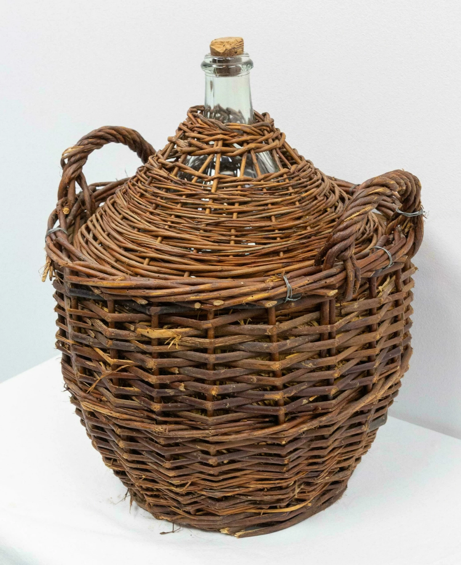Unknown Antique Whiteglass Bottle Demijohns Or Carboy In Authentic Wicker Basket, France 7 Unknown Antique Whiteglass Bottle Demijohns Or Carboy In Authentic Wicker Basket, France - Image 7
