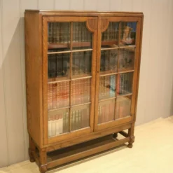 Unknown Art Deco Style Oak Glazed Bookcase -Storage Furniture Sales 2024 art deco style oak glazed bookcase sku37399500 0 6