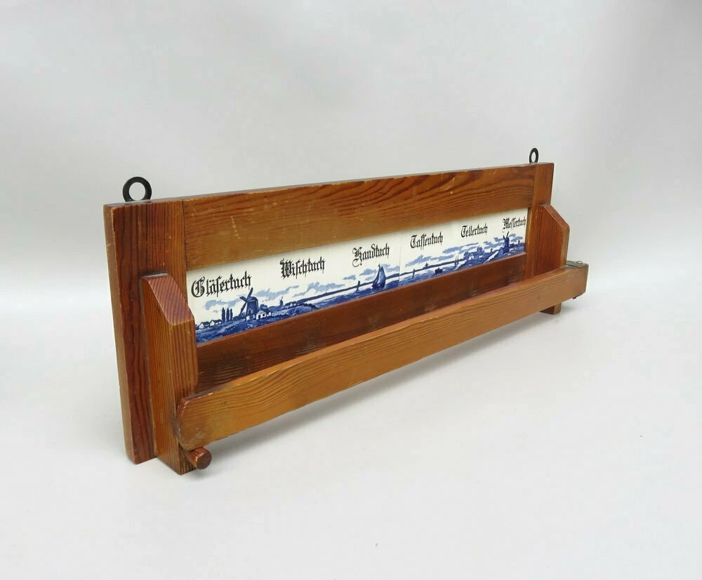 Unknown Art Nouveau Towel Board In Glass, Ceramic And Wood, 1890s 2 Unknown Art Nouveau Towel Board In Glass, Ceramic And Wood, 1890s - Image 2