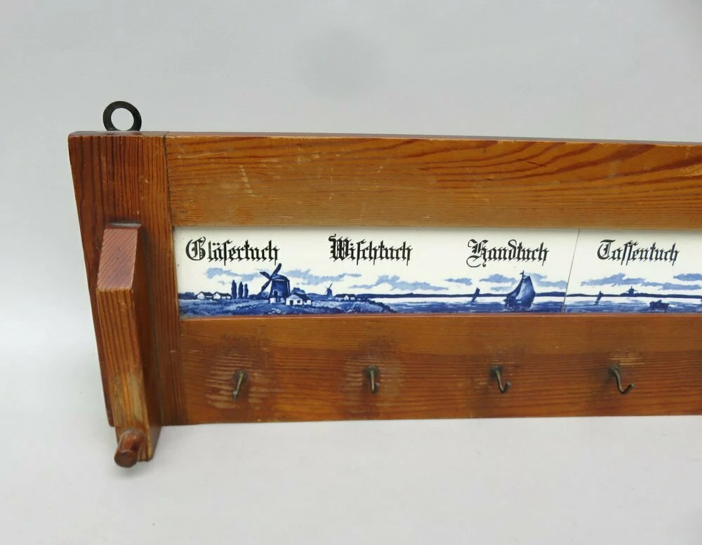 Unknown Art Nouveau Towel Board In Glass, Ceramic And Wood, 1890s 14 Unknown Art Nouveau Towel Board In Glass, Ceramic And Wood, 1890s - Image 14