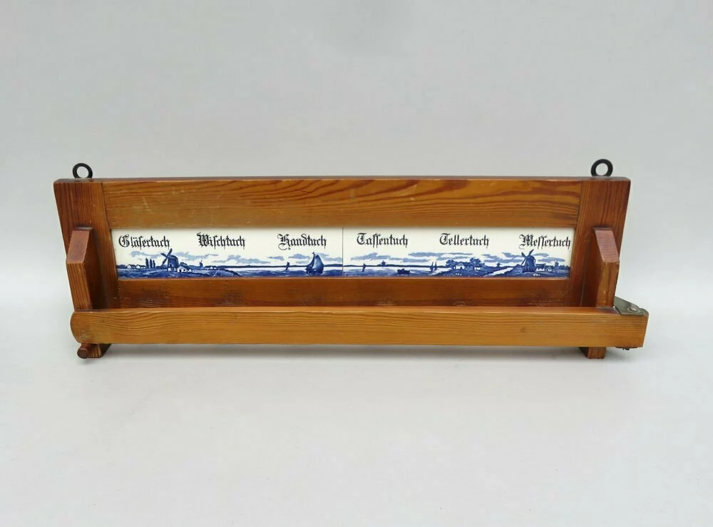 Unknown Art Nouveau Towel Board In Glass, Ceramic And Wood, 1890s 3 Unknown Art Nouveau Towel Board In Glass, Ceramic And Wood, 1890s - Image 3