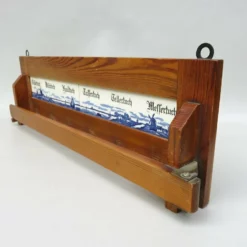 Unknown Art Nouveau Towel Board In Glass, Ceramic And Wood, 1890s