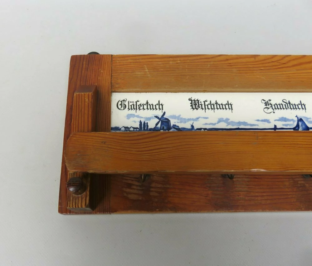 Unknown Art Nouveau Towel Board In Glass, Ceramic And Wood, 1890s 8 Unknown Art Nouveau Towel Board In Glass, Ceramic And Wood, 1890s - Image 8