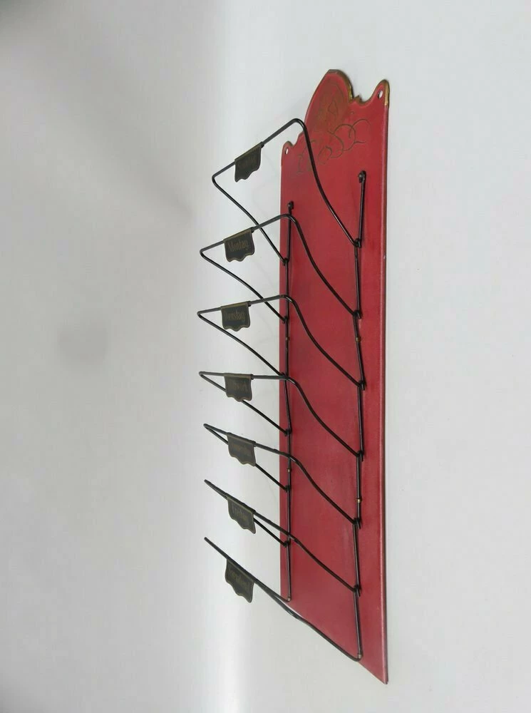 Unknown Art Nouveau Wall Newspaper Stand In Metal Bordeau Red, Black & Gold, 1890s 2 Unknown Art Nouveau Wall Newspaper Stand In Metal Bordeau Red, Black & Gold, 1890s - Image 2