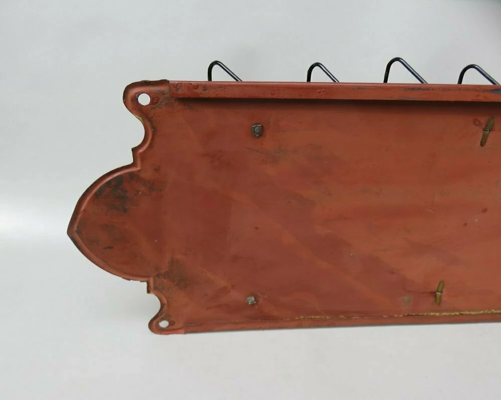 Unknown Art Nouveau Wall Newspaper Stand In Metal Bordeau Red, Black & Gold, 1890s 9 Unknown Art Nouveau Wall Newspaper Stand In Metal Bordeau Red, Black & Gold, 1890s - Image 9