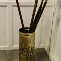 Unknown Arts And Crafts Embossed Brass Stick Stand, Umbrella Stand -Storage Furniture Sales 2024 arts and crafts embossed brass stick stand umbrella stand sku71151448 0 5