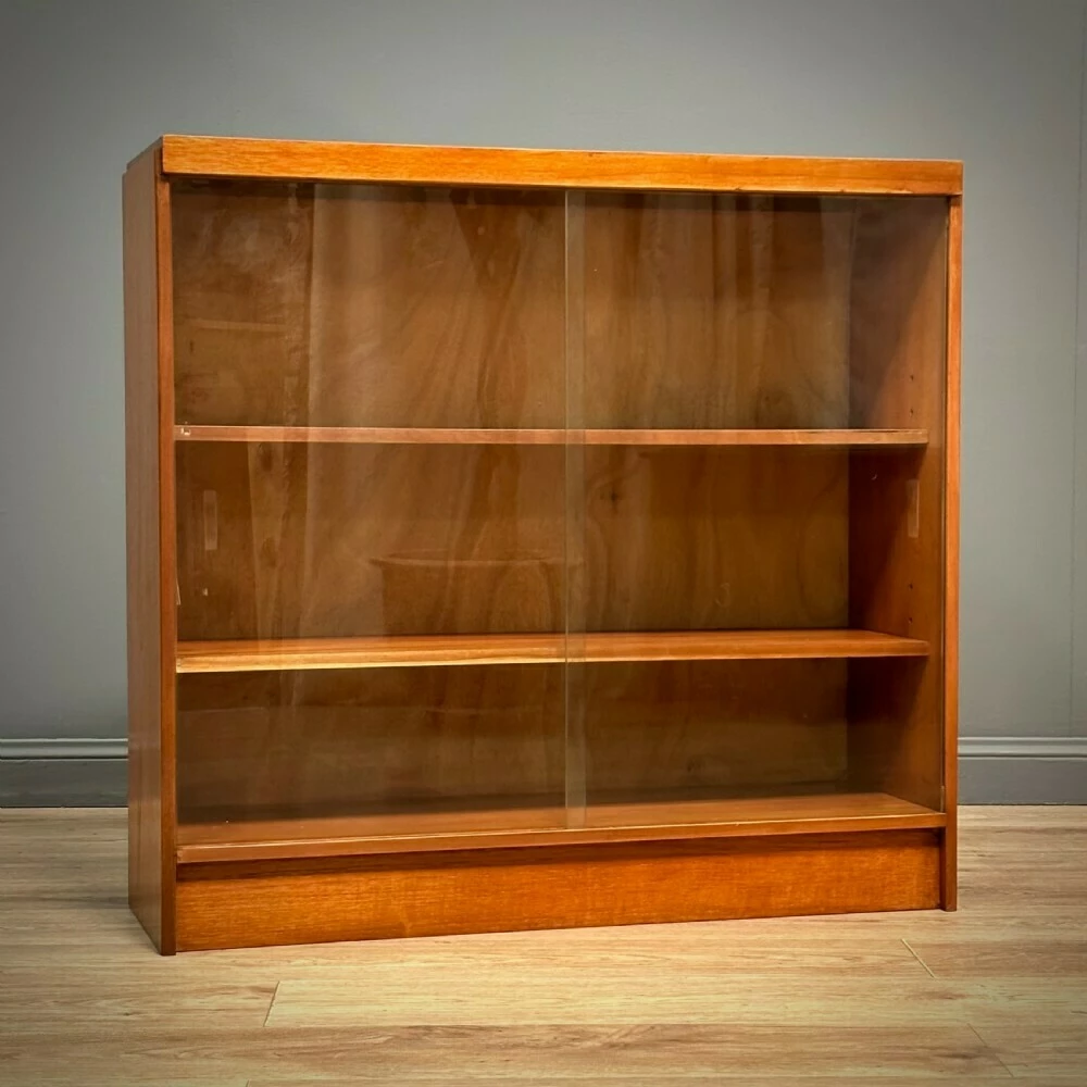 Unknown Attractive Pair Of Teak Sliding Door Mid Century Bookcases 3 Unknown Attractive Pair Of Teak Sliding Door Mid Century Bookcases - Image 3