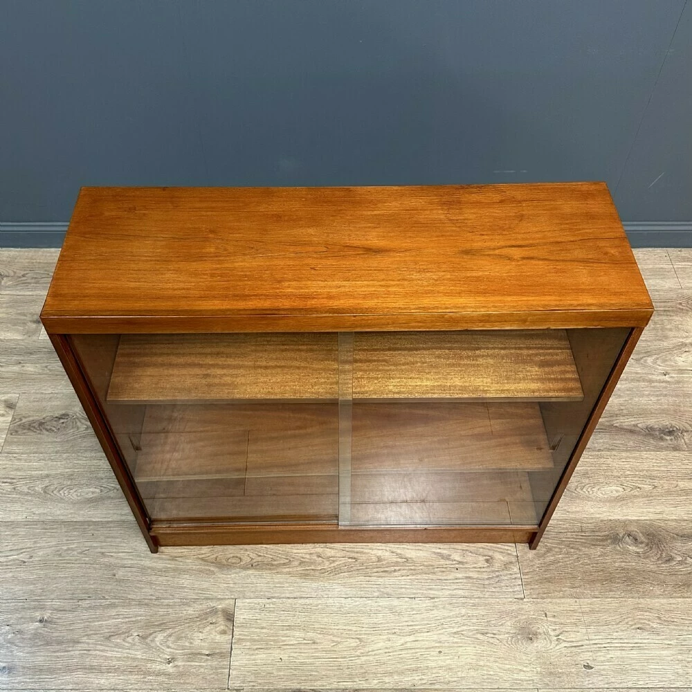 Unknown Attractive Pair Of Teak Sliding Door Mid Century Bookcases 4 Unknown Attractive Pair Of Teak Sliding Door Mid Century Bookcases - Image 4