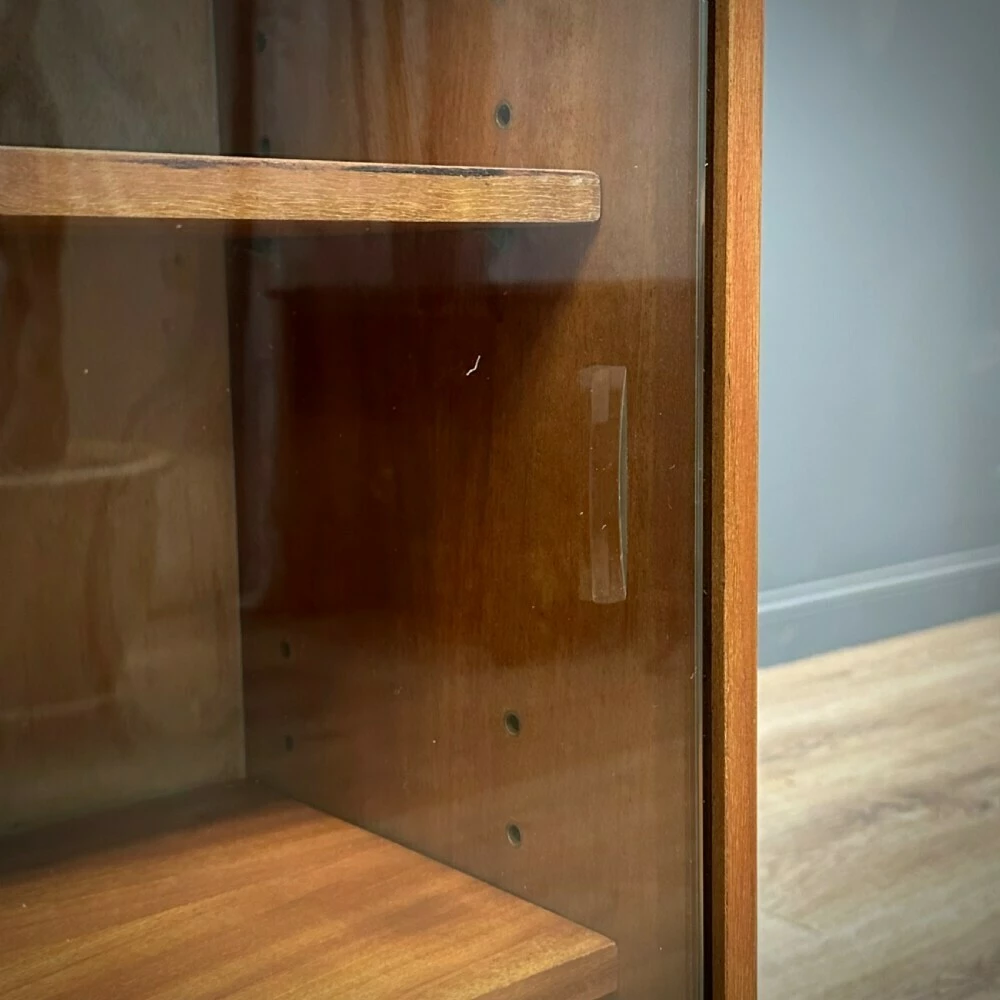 Unknown Attractive Pair Of Teak Sliding Door Mid Century Bookcases 5 Unknown Attractive Pair Of Teak Sliding Door Mid Century Bookcases - Image 5