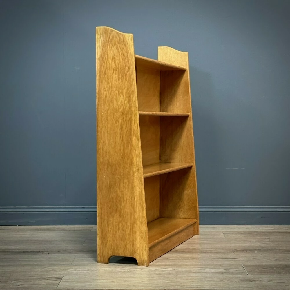 Attractive Small Mid Century Light Honey Oak Open Floor Graduated Bookcase 6 Attractive Small Mid Century Light Honey Oak Open Floor Graduated Bookcase - Image 6