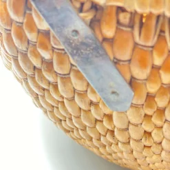 Basket In Wicker , And Wood, China, XX Century, Artisanal Made, Yellow Color -Storage Furniture Sales 2024 basket in wicker and wood china xx century artisanal made yellow color 0 11