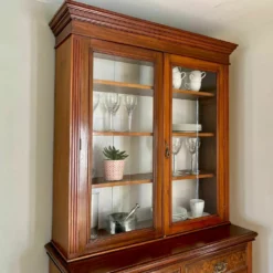 Beautiful Edwardian Glazed Bookcase / Dresser In Burr Walnut -Storage Furniture Sales 2024 beautiful edwardian glazed bookcase dresser in burr walnut sku46795338 0 12
