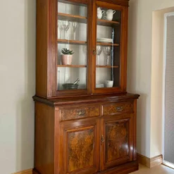 Beautiful Edwardian Glazed Bookcase / Dresser In Burr Walnut -Storage Furniture Sales 2024 beautiful edwardian glazed bookcase dresser in burr walnut sku46795338 0 3