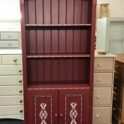 Unknown Bespoke Handpainted Bookcase With Cupboard Doors