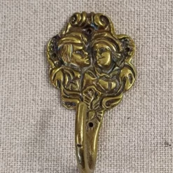 Unknown Brass Coat Hook With Medieval Characters In Conversation