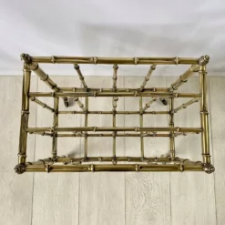 Unknown Brass Faux Bamboo Canterbury Magazine Rack -Storage Furniture Sales 2024 brass faux bamboo canterbury magazine rack 0 2