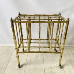 Unknown Brass Faux Bamboo Canterbury Magazine Rack