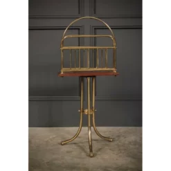 Unknown Brass & Mahogany Rotating Magazine Rack 9 Unknown Brass & Mahogany Rotating Magazine Rack -Storage Furniture Sales 2024 brass mahogany rotating magazine rack 0 1