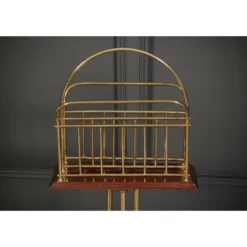 Unknown Brass & Mahogany Rotating Magazine Rack 10 Unknown Brass & Mahogany Rotating Magazine Rack -Storage Furniture Sales 2024 brass mahogany rotating magazine rack 0 2