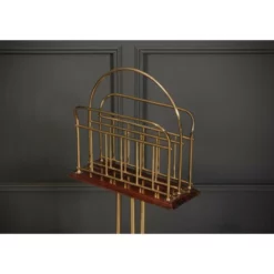 Unknown Brass & Mahogany Rotating Magazine Rack 11 Unknown Brass & Mahogany Rotating Magazine Rack -Storage Furniture Sales 2024 brass mahogany rotating magazine rack 0 3
