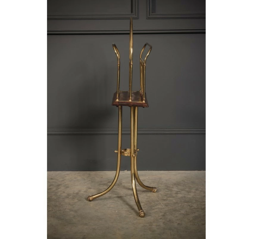 Unknown Brass & Mahogany Rotating Magazine Rack 7 Unknown Brass & Mahogany Rotating Magazine Rack - Image 7