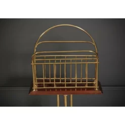 Unknown Brass & Mahogany Rotating Magazine Rack 15 Unknown Brass & Mahogany Rotating Magazine Rack -Storage Furniture Sales 2024 brass mahogany rotating magazine rack 0 7