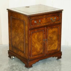 Unknown Burr Elm With Green Leather Top Side Cupboard For Hiding Printer Part Of Suite -Storage Furniture Sales 2024 burr elm with green leather top side cupboard for hiding printer part of suite sku43117784 0 1