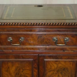 Unknown Burr Elm With Green Leather Top Side Cupboard For Hiding Printer Part Of Suite -Storage Furniture Sales 2024 burr elm with green leather top side cupboard for hiding printer part of suite sku43117784 0 3