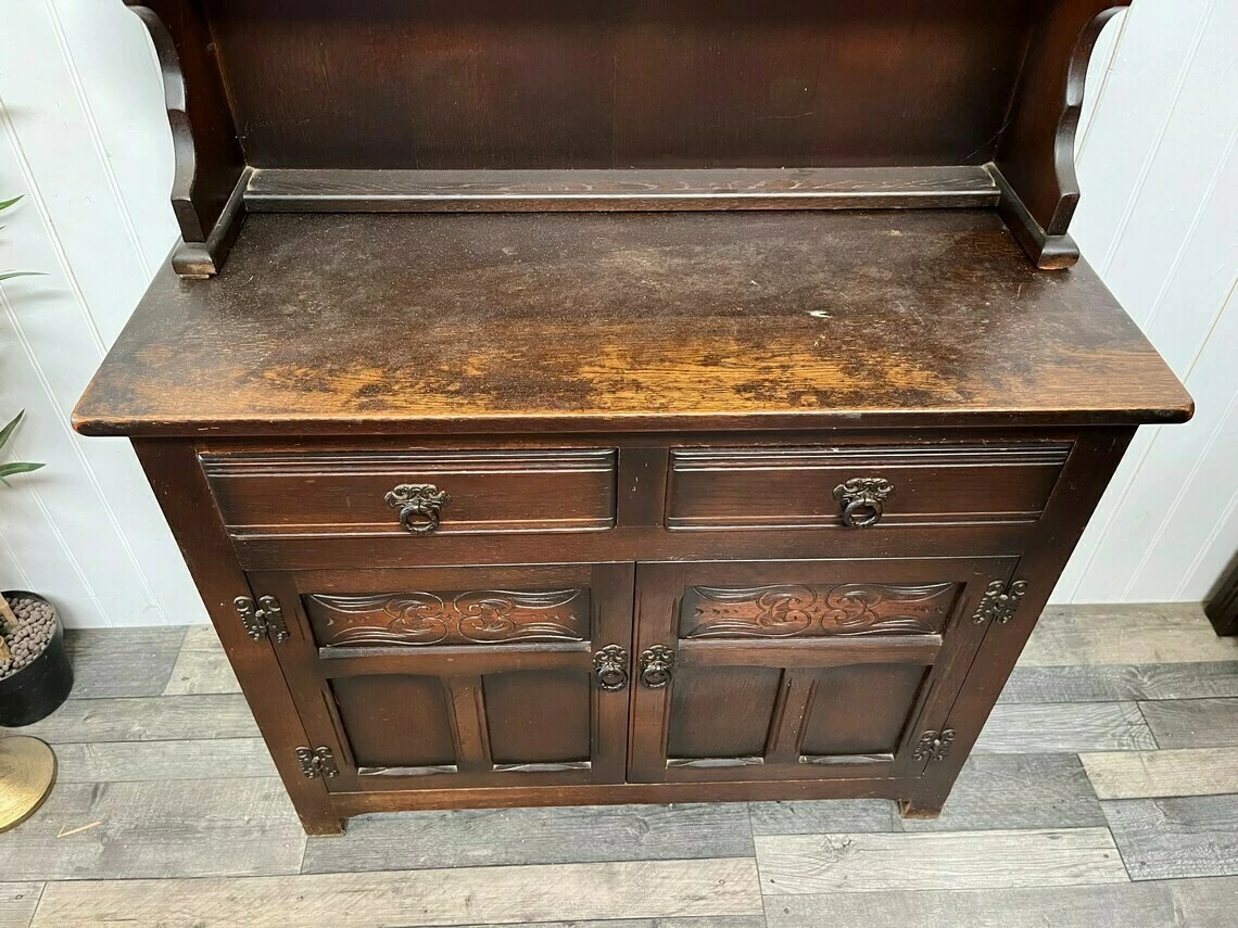 Custom Painted Ted Upcycled Furniture Vintage Small Welsh Dresser Plate Display 2 Custom Painted Ted Upcycled Furniture Vintage Small Welsh Dresser Plate Display - Image 2