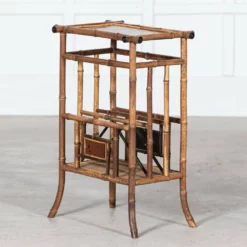 Unknown English 19thc Bamboo Side Table Magazine Rack